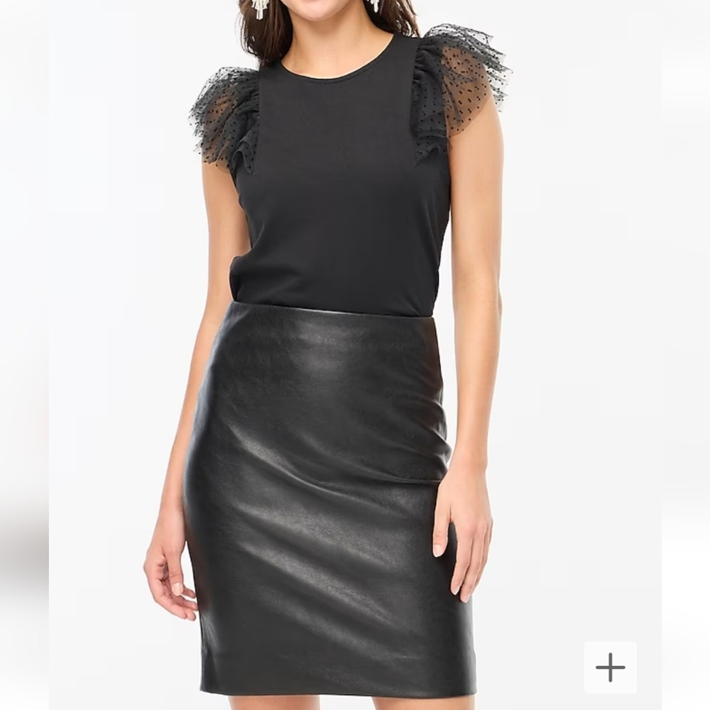 Jcrew Ruffle Shoulder Black Top